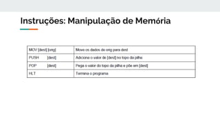Instruções: Manipulação de Memória
 