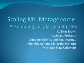 Scaling Mt. Metagenome:Assembling very large data sets C. Titus Brown Assistant Professor Computer Science and Engineering / Microbiology and Molecular Genetics Michigan State University 