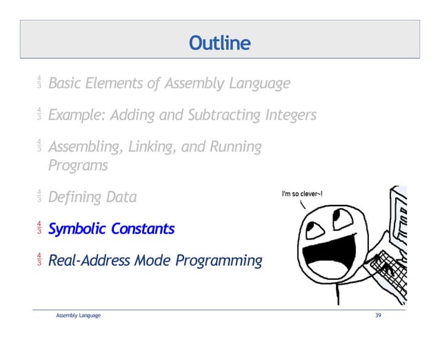outline : basicc elements of assembly language | PPT