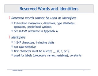 Masm Label outline : basicc elements of assembly language | PPTX