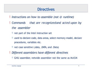 Assembly Language Basics Instructions outline : basicc elements of assembly language | PPTX