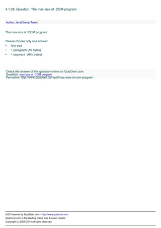 Assembly Code Question Test Assembly Programming Quiz | PDF