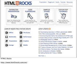 HTML5 Rocks

http://www.html5rocks.com/en/
 