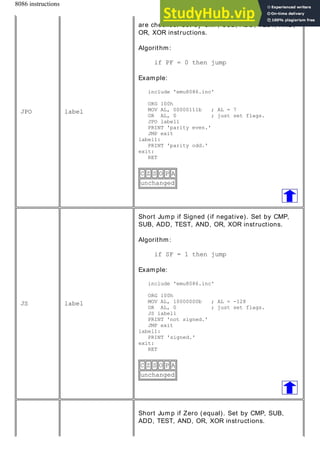 Jmp Command Assembly Complete 8086 Instruction Set | PDF
