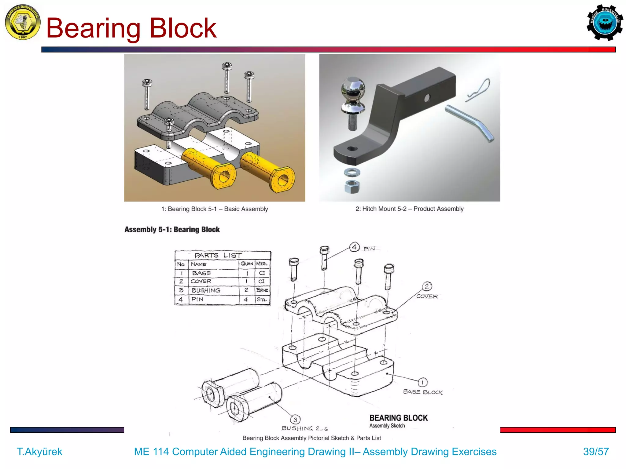 39/57
Bearing Block
ME 114 Computer Aided Engineering Drawing II– Assembly Drawing Exercises
T.Akyürek
 