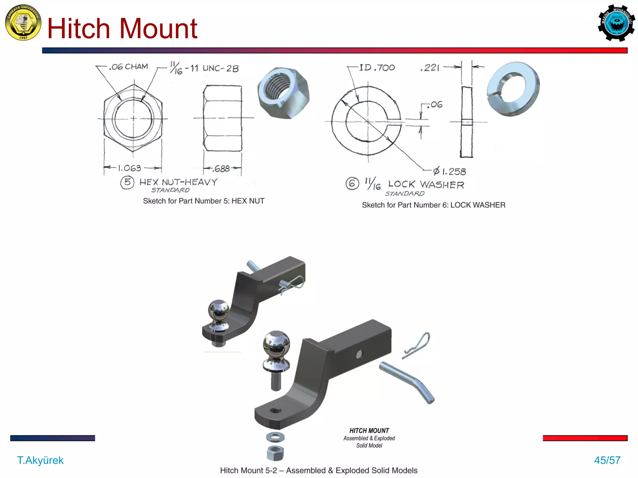 45/57
Hitch Mount
ME 114 Computer Aided Engineering Drawing II– Assembly Drawing Exercises
T.Akyürek
 