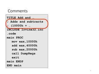 breakdown of the number comments per files and lines... Assembly fundamentals | PPTX