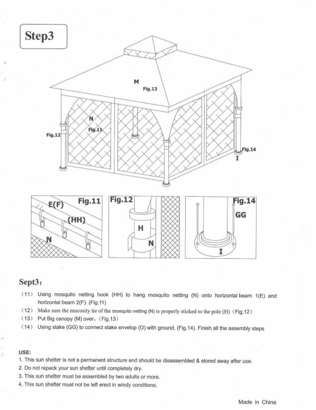 Assembly instructions gazebo 9x9 with mosquito nettc12906629iteml