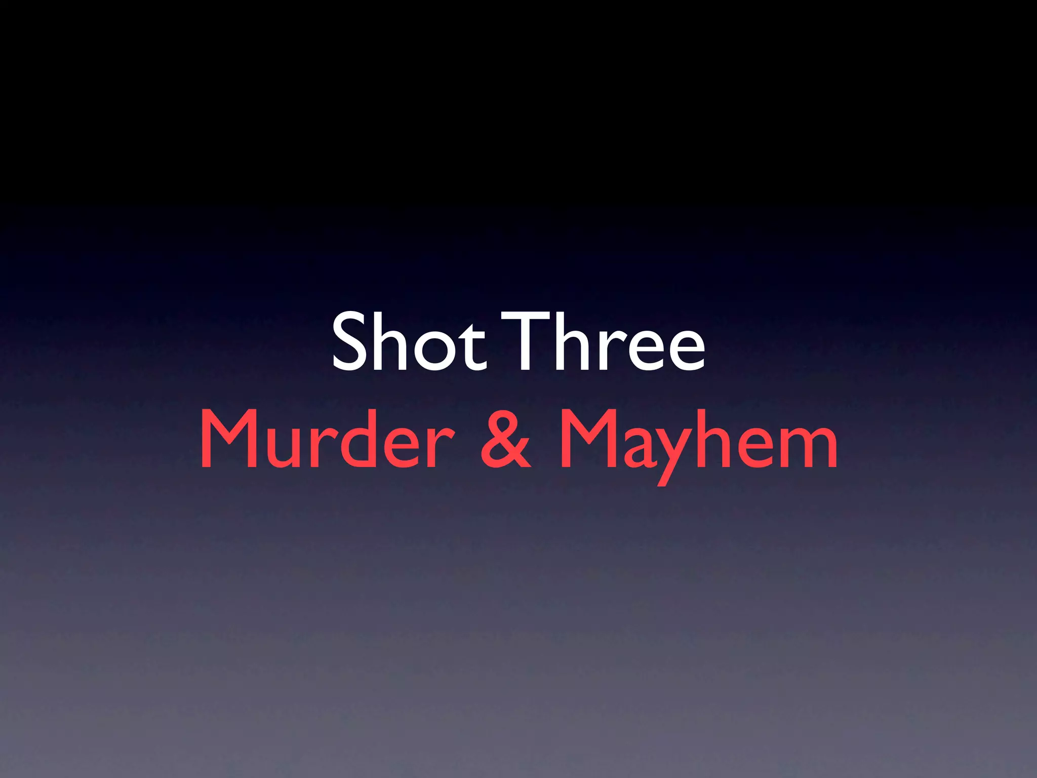 Shot Three
Murder & Mayhem
 