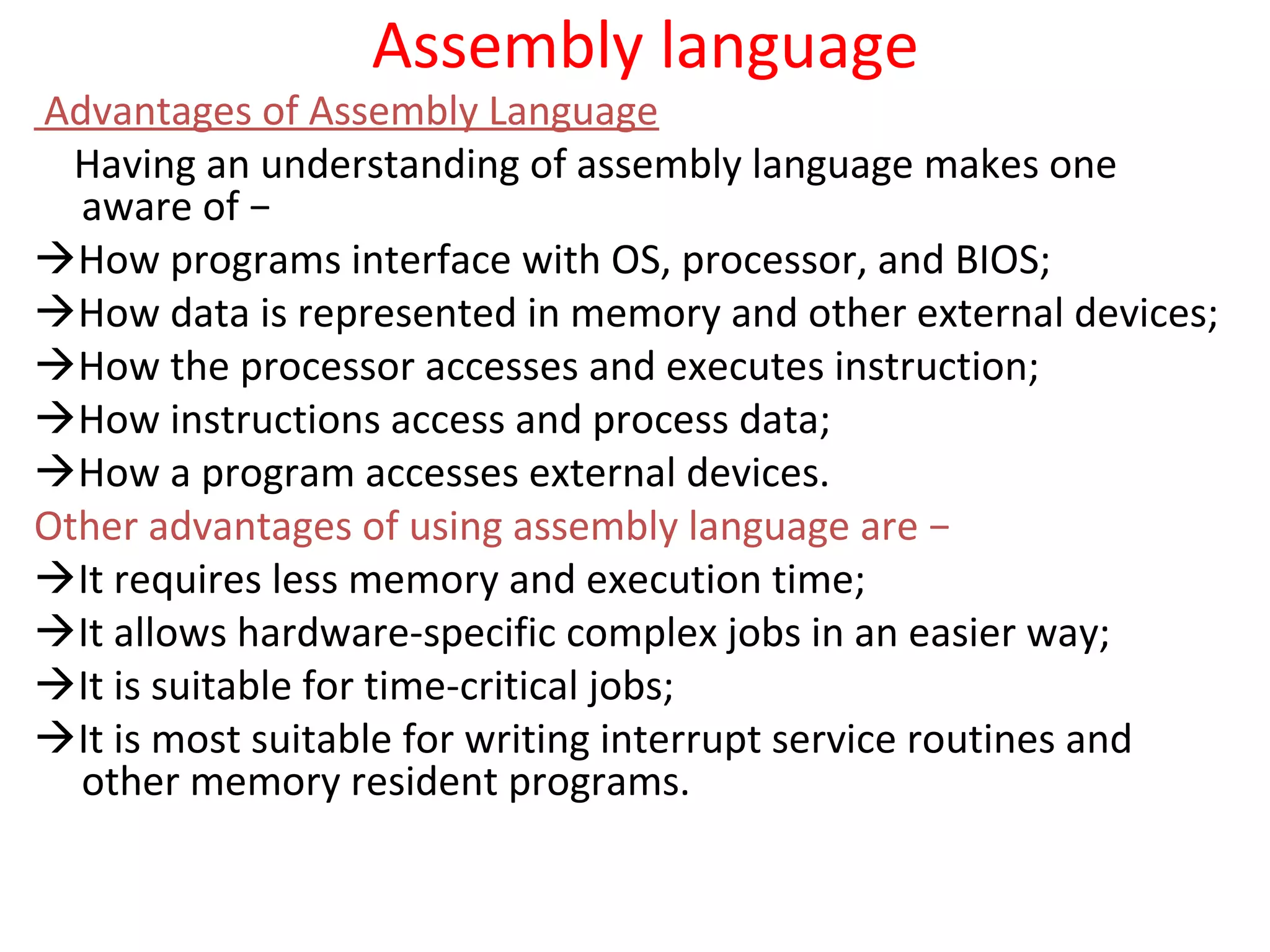 Assembly language | PPT | Programming Languages | Computing