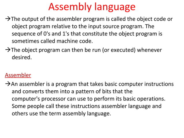 Assembly language | PPT | Programming Languages | Computing