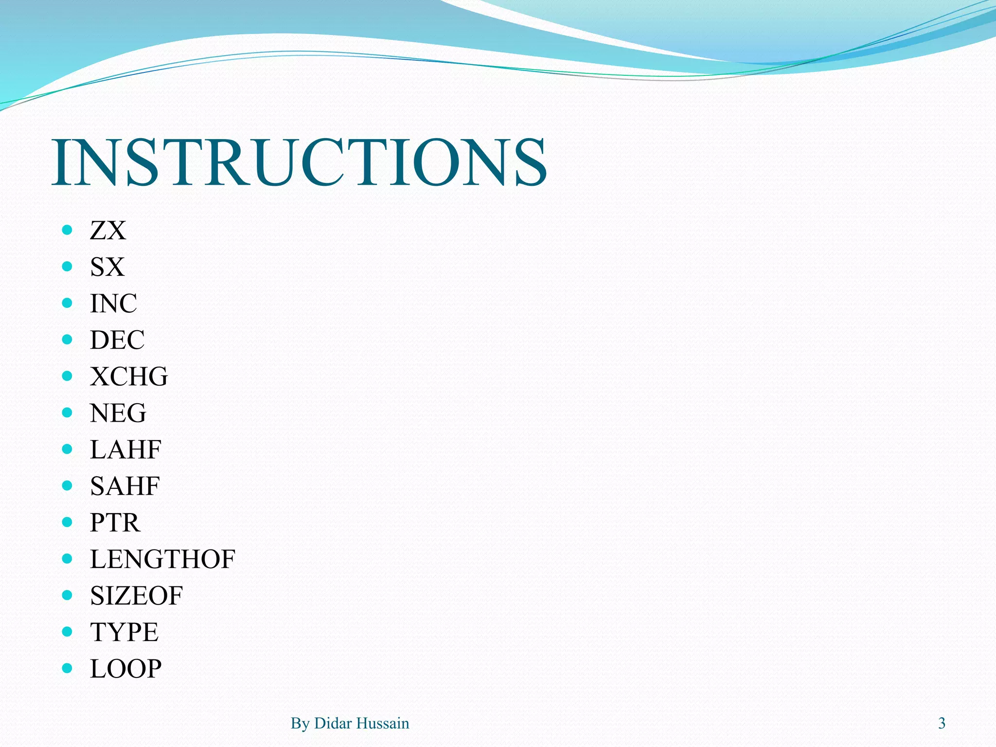 Assembly language instructions | PDF
