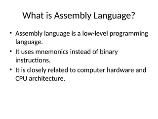 Comprehensive Introduction to Assembly Language Programming and Its ...