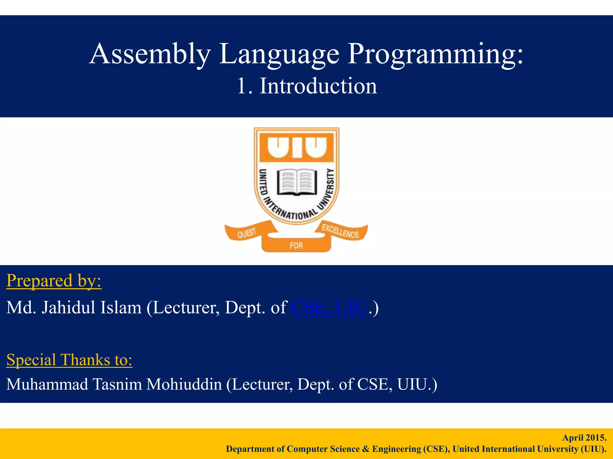 Assembly language programming intro | PPTX