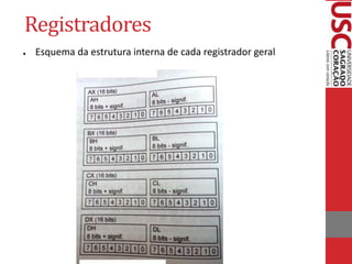 Registradores
● Esquema da estrutura interna de cada registrador geral
 