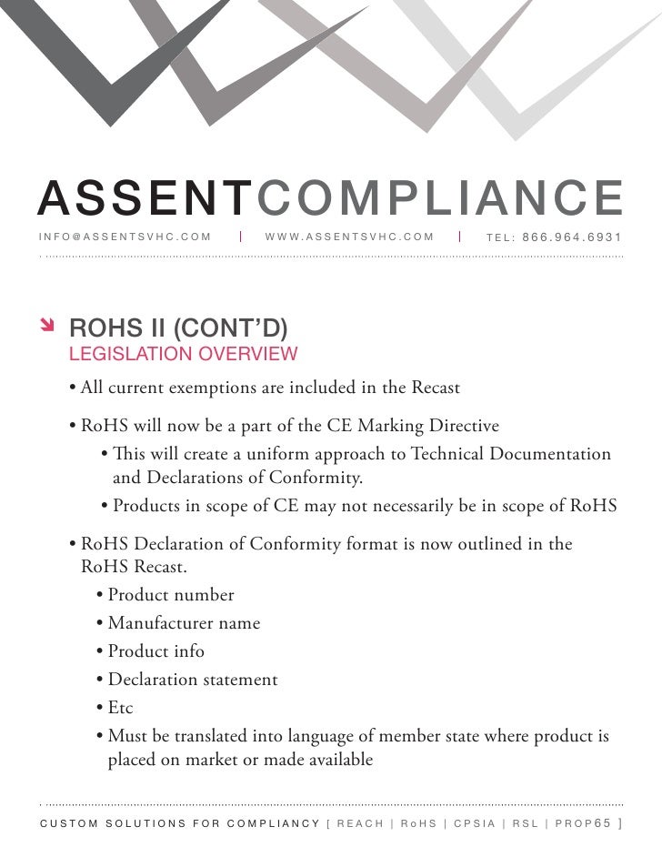 assent compliance guide for 2011 reach rohs