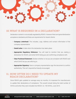 REACH Regulation - Frequently Asked Questions | PDF