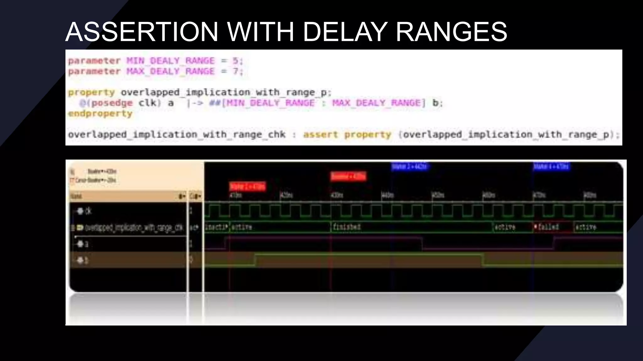 ASSERTION WITH DELAY RANGES
 