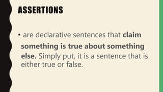 Assertions and determining textual evidence | PPTX