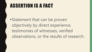 Assertions and determining textual evidence | PPT