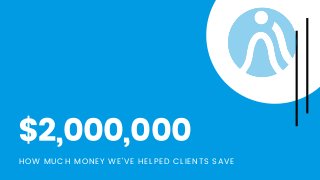 $2,000,000
HOW MUCH MONEY WE'VE HELPED CLIENTS SAVE
 