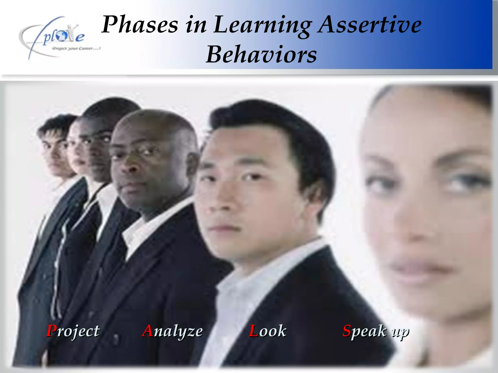 Phases in Learning Assertive Behaviors P roject A nalyze L ook S peak up 
