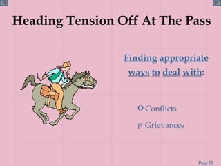 Heading Tension Off At The Pass Finding   appropriate ways   to   deal   with : Conflicts Grievances 