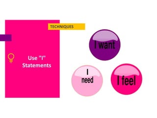 TECHNIQUES
Use "I"
Statements
 