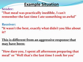Example Situation
Sender:
“That meal was practically inedible, I can't
remember the last time I ate something so awful”
Re...