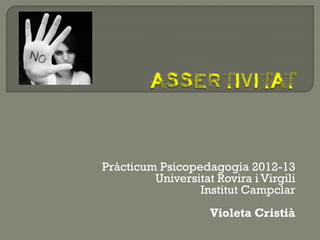 Pràcticum Psicopedagogia 2012-13
Universitat Rovira i Virgili
Institut Campclar
Violeta Cristià
 