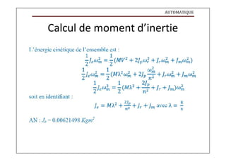 AUTOMATIQUE
Calcul de moment d’inertie
 