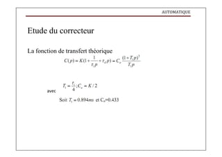 AUTOMATIQUE
Etude du correcteur
La fonction de transfert théorique
avec
 