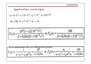 AUTOMATIQUE
Application numérique
Si le paramètre Kc est infiniment grand
 