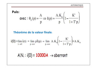 AUTOMATIQUE
Puis:
Théorème de la valeur finale:
 