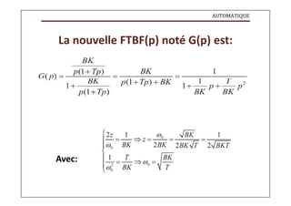 AUTOMATIQUE
La nouvelle FTBF(p) noté G(p) est:
Avec:
 