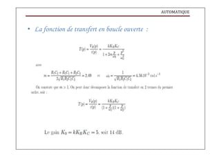 AUTOMATIQUE
• La fonction de transfert en boucle ouverte :
 