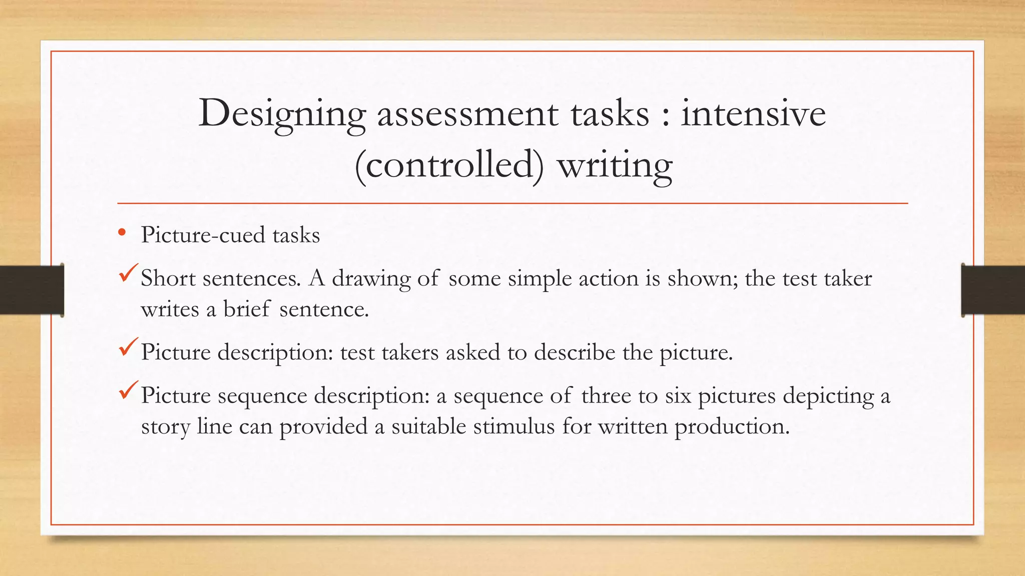 Picture Cued Task Example Assesing writing | PPTX