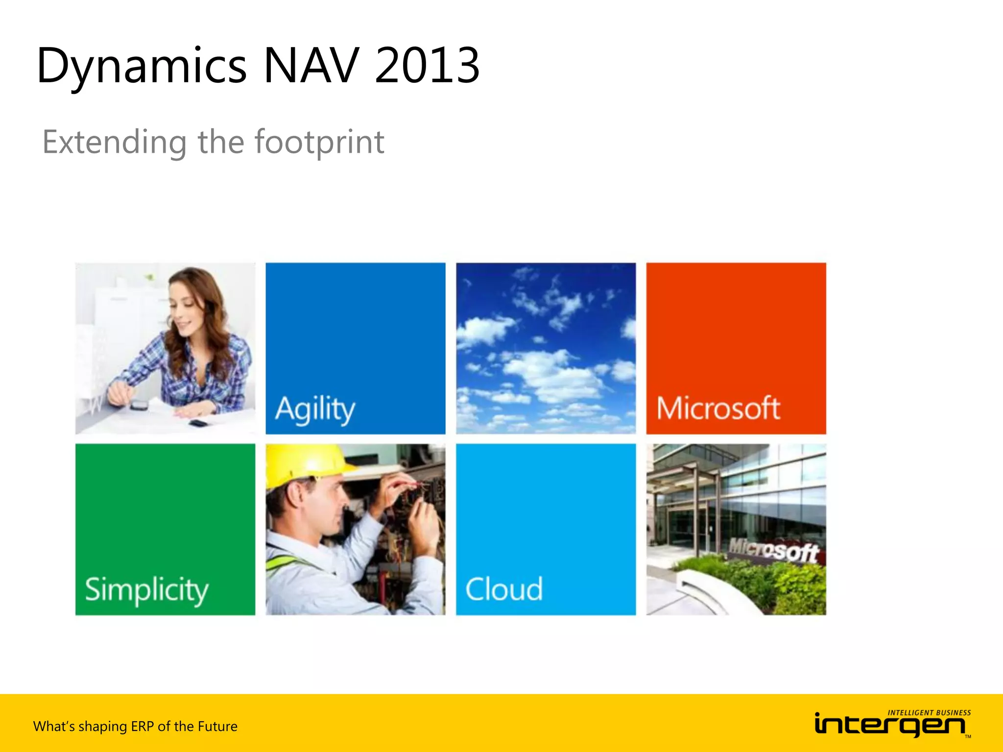 What’s shaping ERP of the Future
Dynamics NAV 2013
Extending the footprint
 