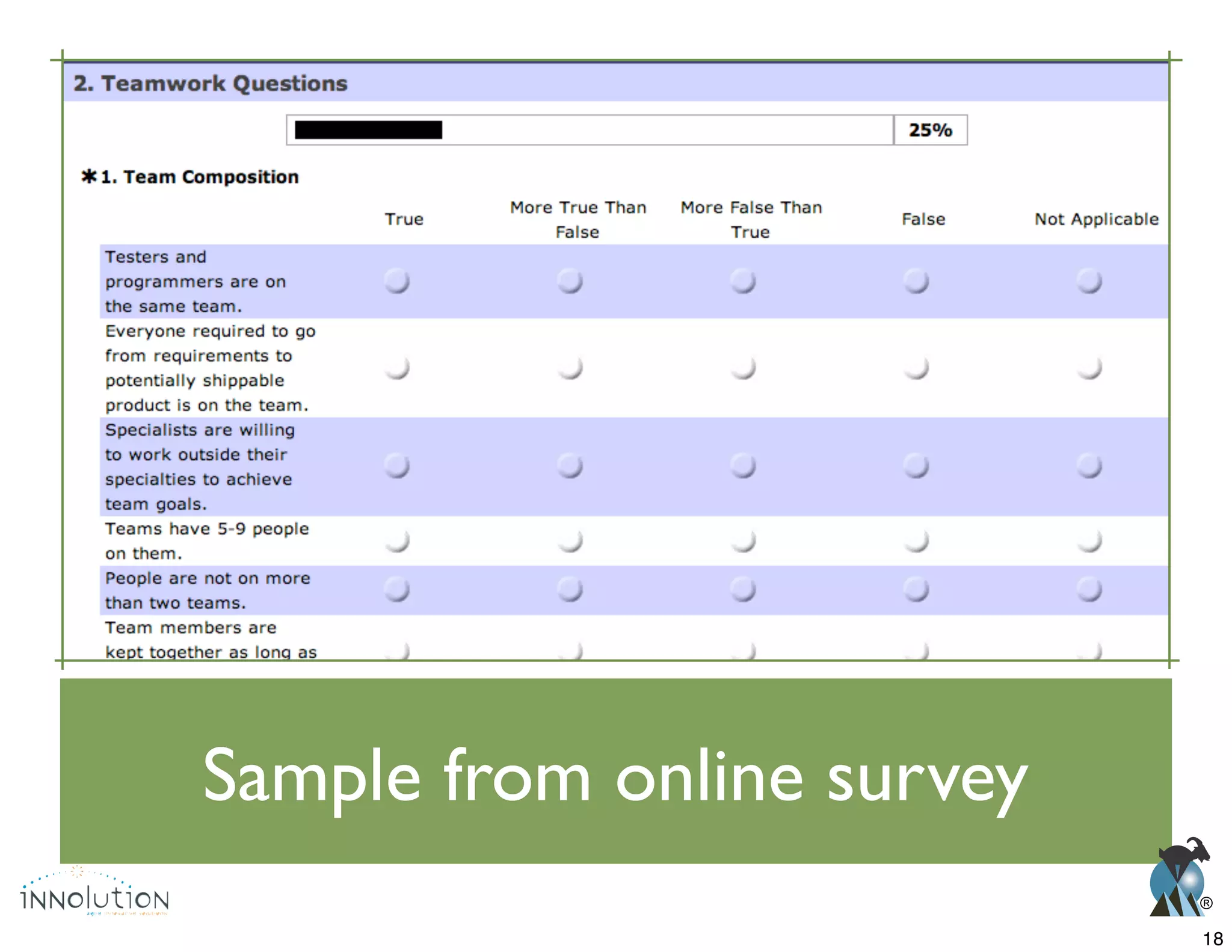 ®
Sample from online survey
18
 