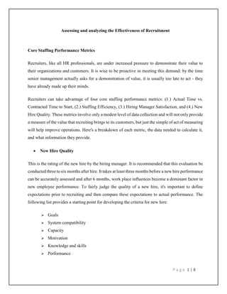 Assessing and analyzing the effectiveness of recruiting | PDF
