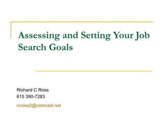 Assessing and Setting Your Job Search Goals Richard C Ross 615 390-7283 [email_address]   