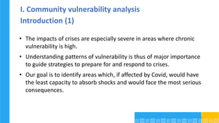 I. Community vulnerability analysis
Introduction (1)
• The impacts of crises are especially severe in areas where chronic
...
