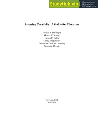 Assessing Creativity A Guide For Educators | PDF