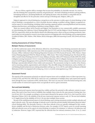 Assessing Critical Thinking In Higher Education Current State And ...
