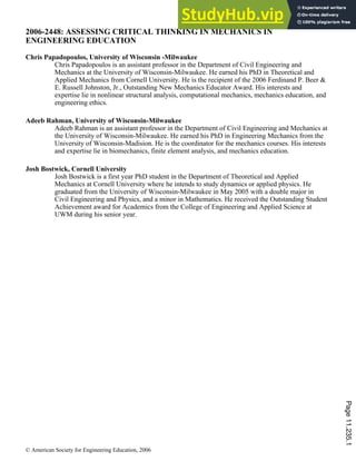 Assessing Critical Thinking In Mechanics In Engineering Education | PDF ...