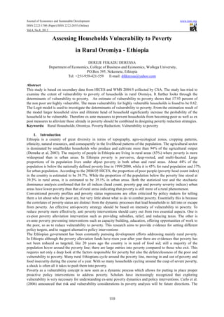 Assessing households vulnerability to poverty | PDF
