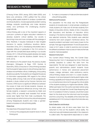 ASSESSING POSTGRADUATE STUDENTS CRITICAL THINKING ABILITY | PDF