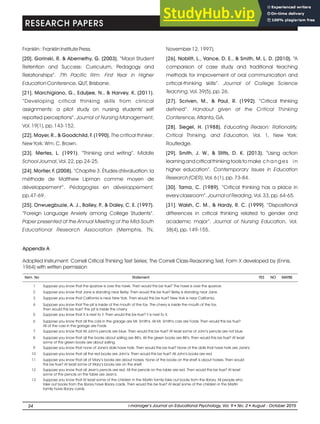 ASSESSING POSTGRADUATE STUDENTS CRITICAL THINKING ABILITY | PDF