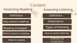 Assessing receptive skills (listening and reading ) | PPTX