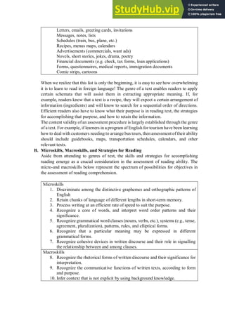 Assessing Reading (Language Testing) | PDF